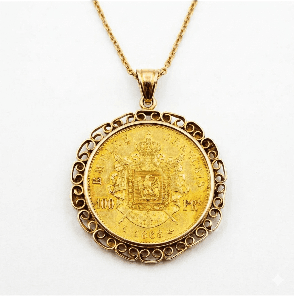 MONNAIE DE 100 FRANCS A 1868, EN OR MONTÉE EN PENDENTIF
