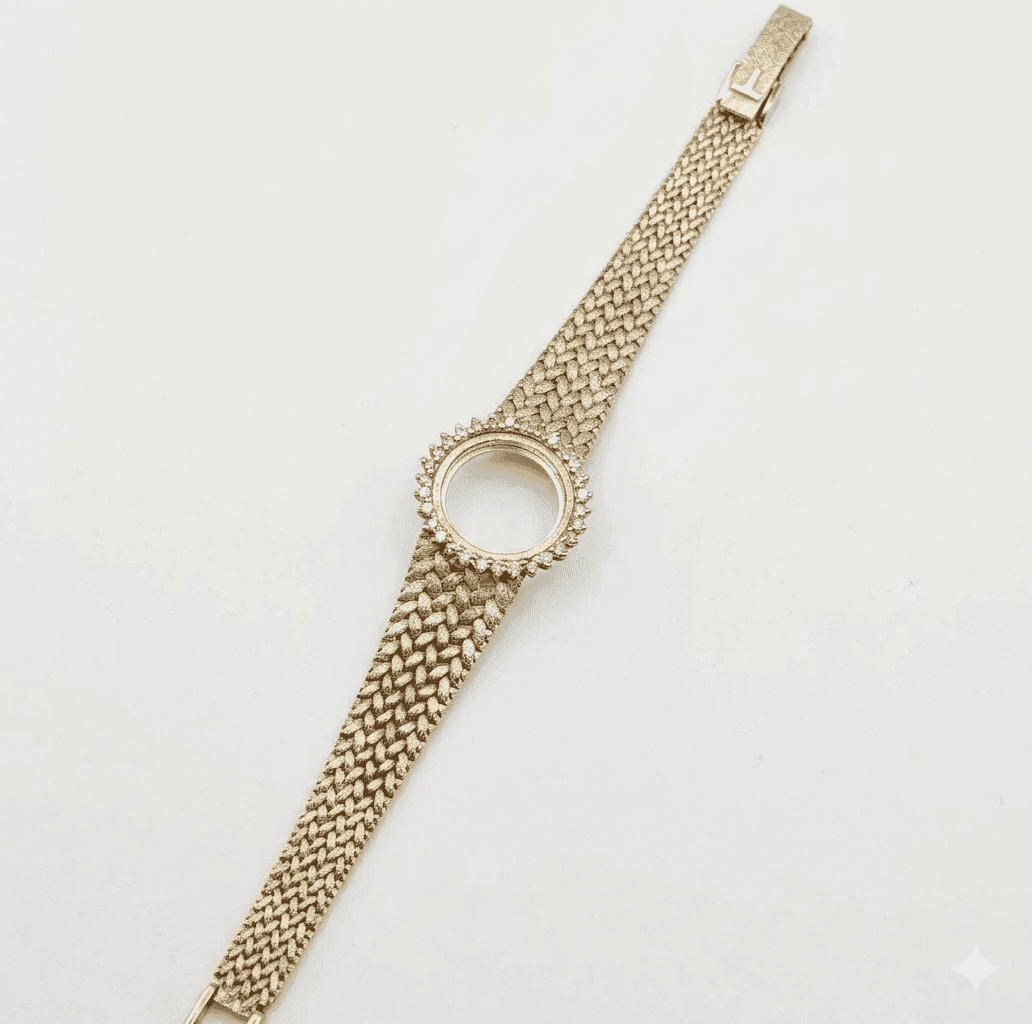 PARTIE DE MONTRE-BRACELET EN OR GRIS 750‰ COMPRENANT LA LUNE