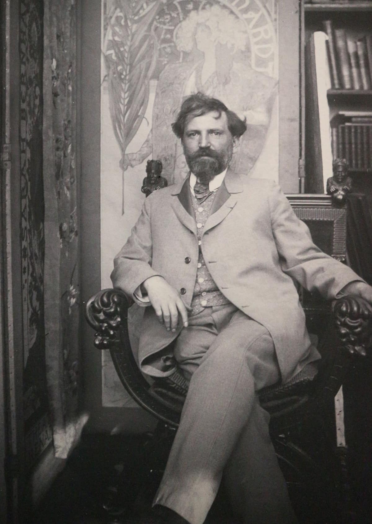 Portrait de Alfons Mucha — gravure — Art Nouveau