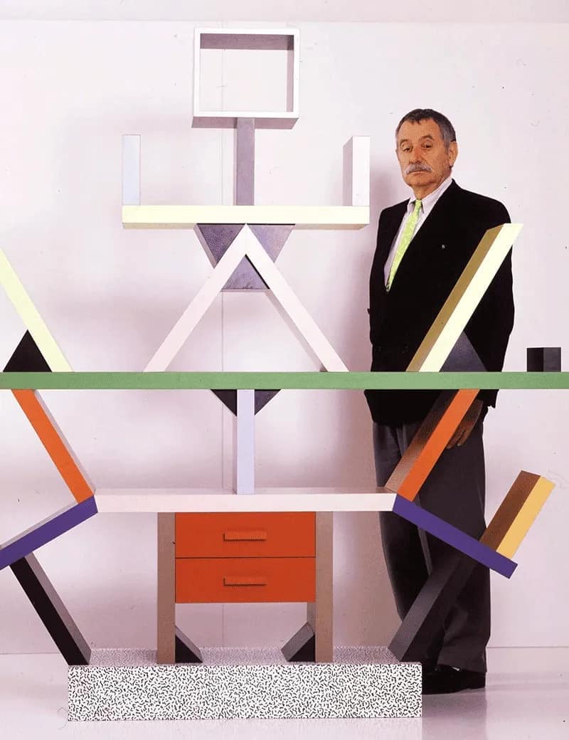 Portrait de Ettore Sottsass - mobilier - Memphis